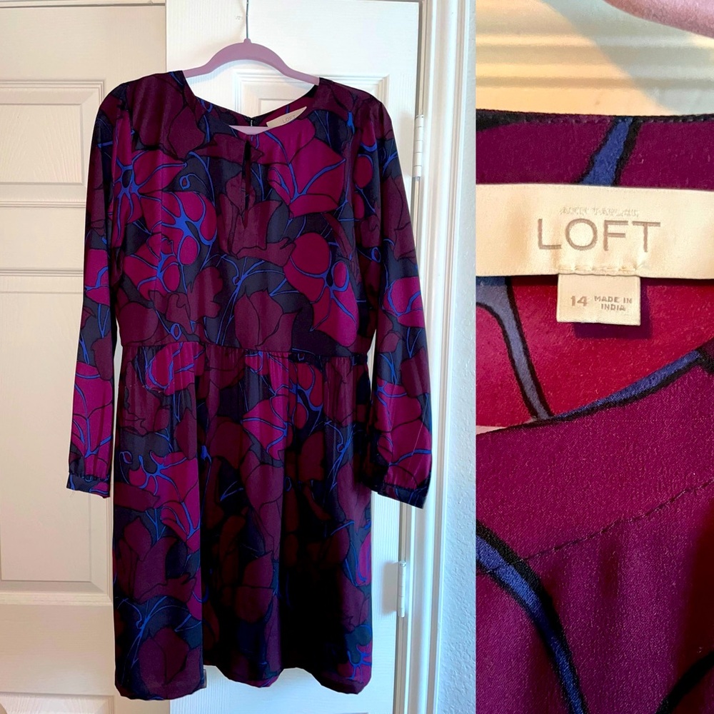 Loft dark pink/purple dress Size 14